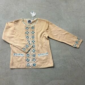 Storybook Knits Turqoiuse Beaded Cardigan NWT